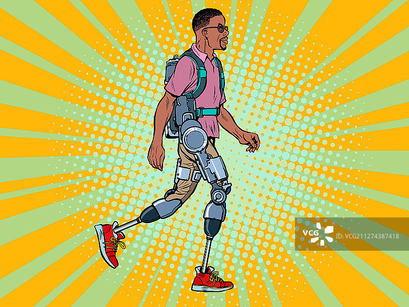 为残疾非洲无腿男子设计的外骨骼图片素材