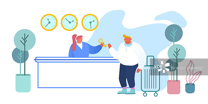 女接待员站在服务台后图片素材