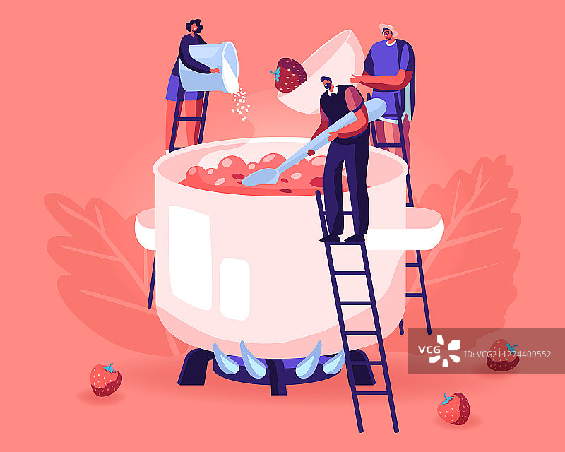 人们自制草莓酱或橘子酱图片素材