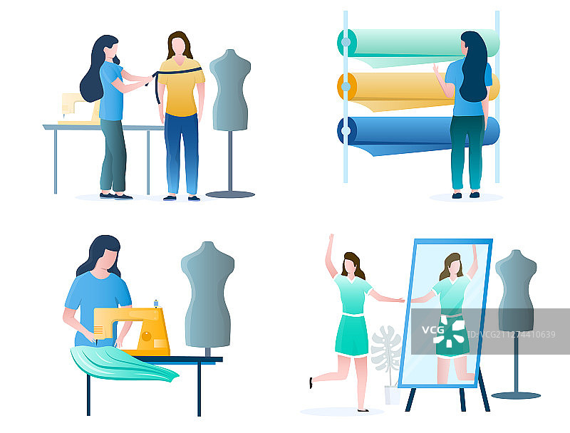女裁缝卡通人物套装图片素材