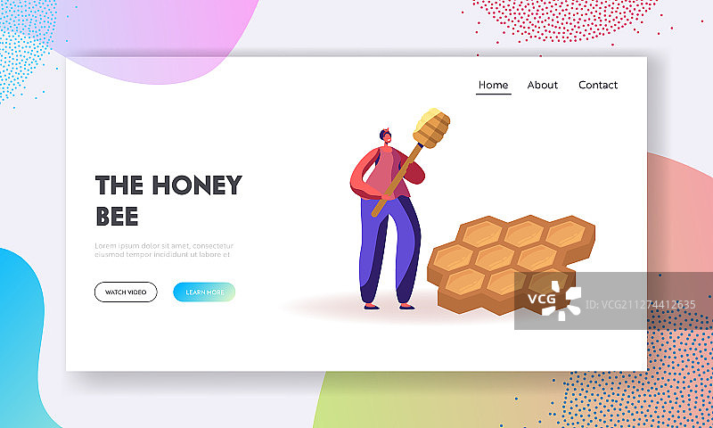 蜜蜂有机生产网站着陆页图片素材