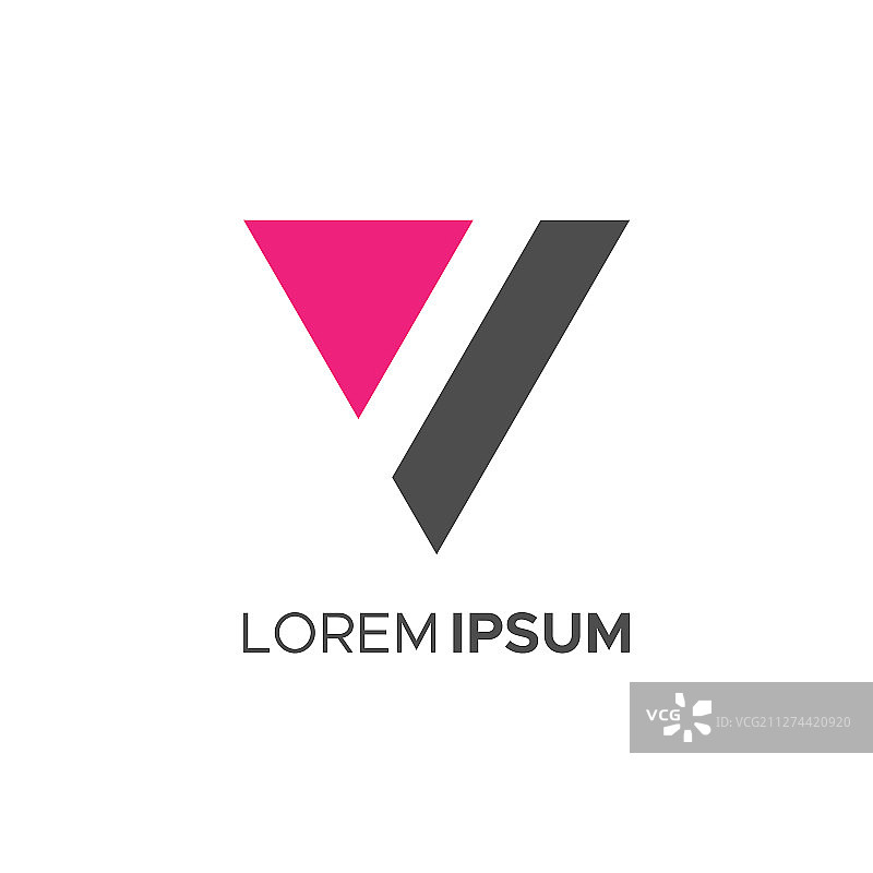 抽象几何三角形V字母标志概念图片素材