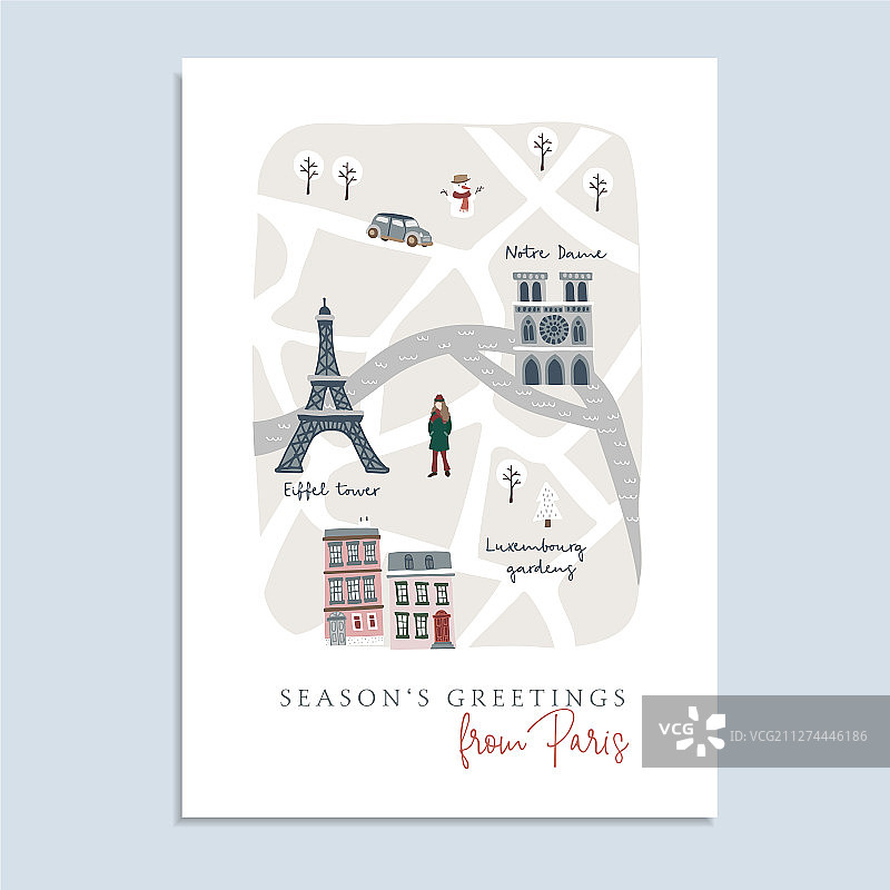 带有地图的可爱圣诞贺卡邀请函图片素材