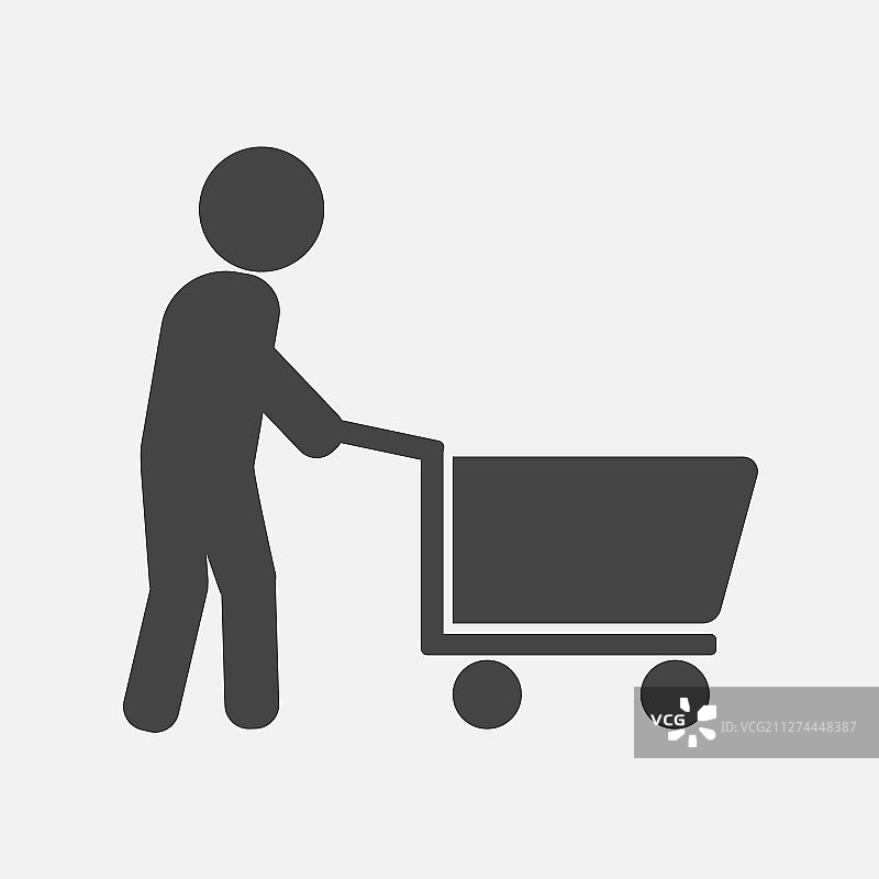 男人推着购物车图标图片素材