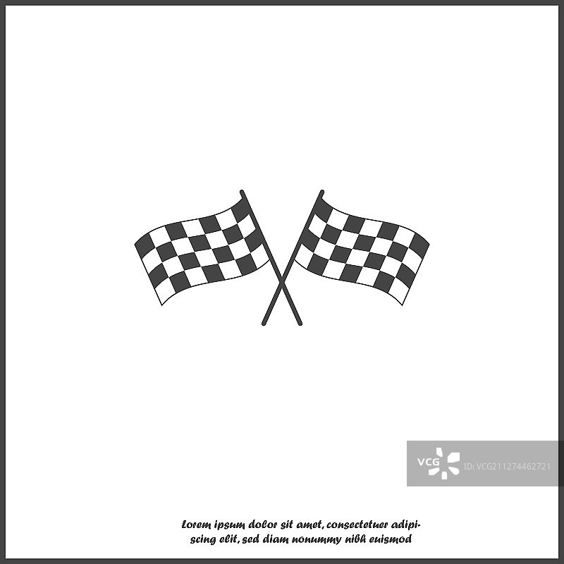 赛车旗帜图标白色背景上的起跑终点标志图片素材