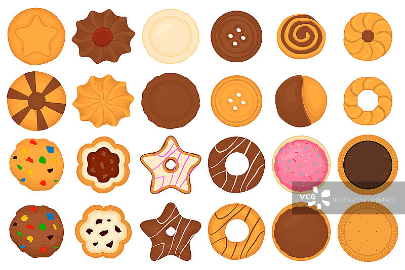 一套不同饼干的彩色组合图片素材
