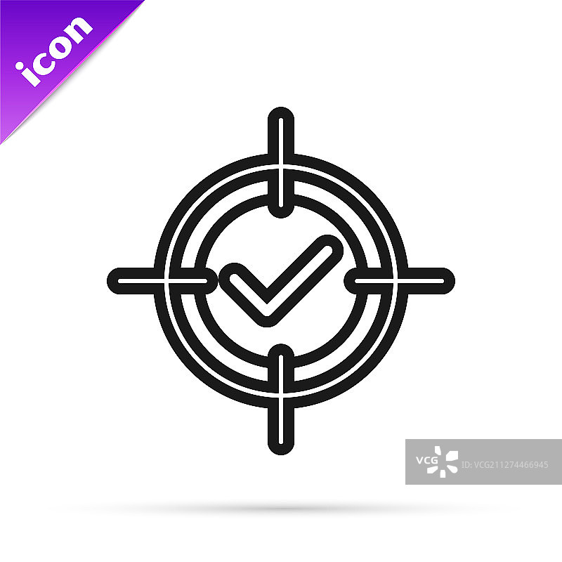 黑色目标和复选标记图标图片素材