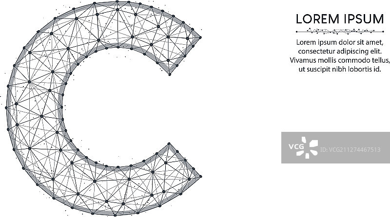 C字母低多边形抽象设计图片素材