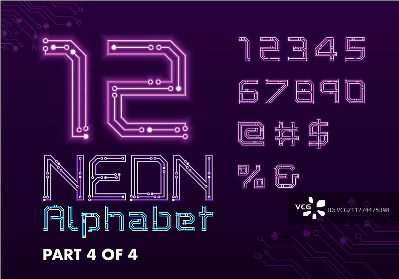 电路霓虹字体图片素材