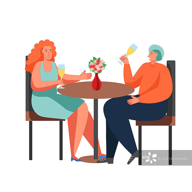 扁平化风格的餐厅商务人士图片素材