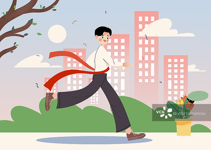 跑步运动健身卡通插画图片素材