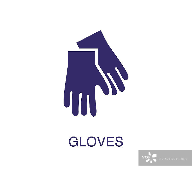 白色背景上扁平简约风格的手套元素图片素材