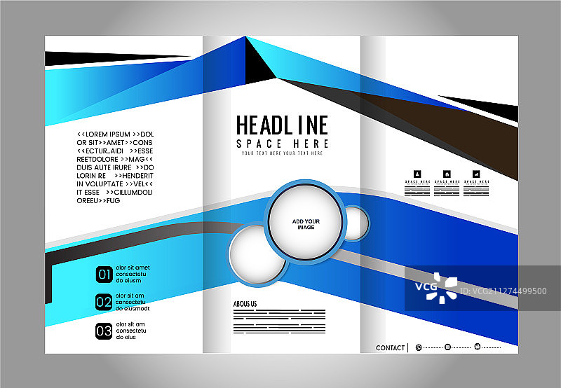 企业商务三折宣传册样机图片素材