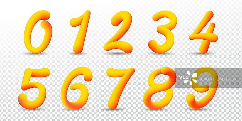 3D渐变彩色数字0-9图片素材
