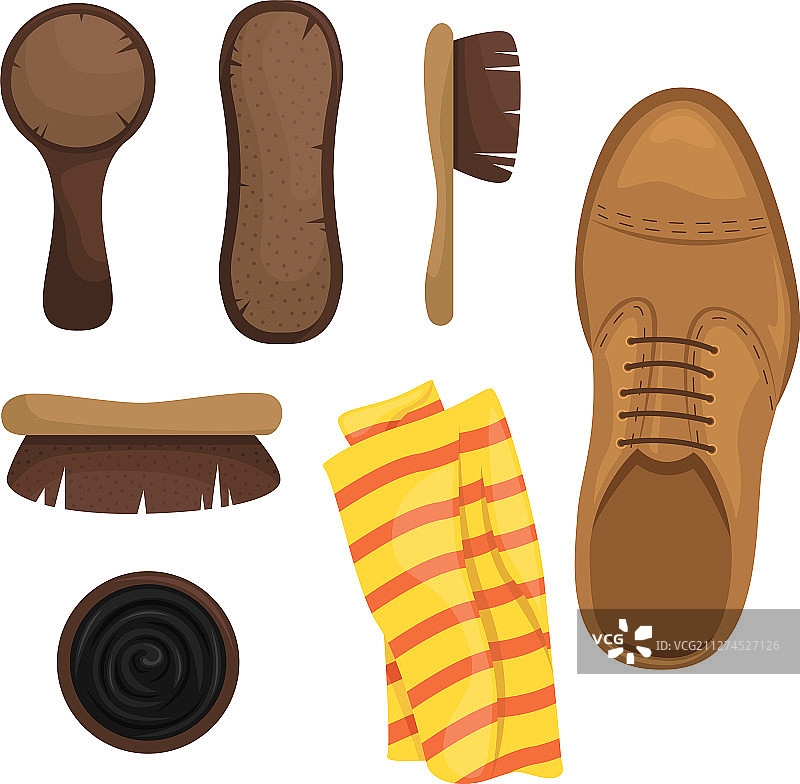 擦鞋套装：刷子、海绵、鞋油图片素材