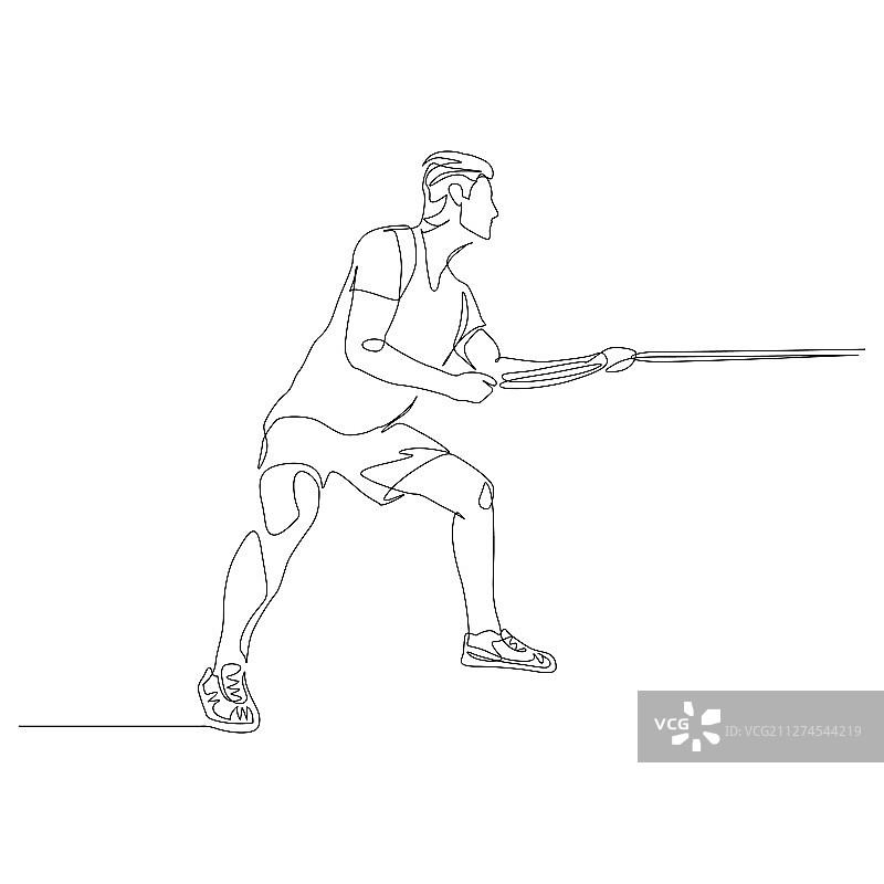 拔河男子单线连续画图片素材