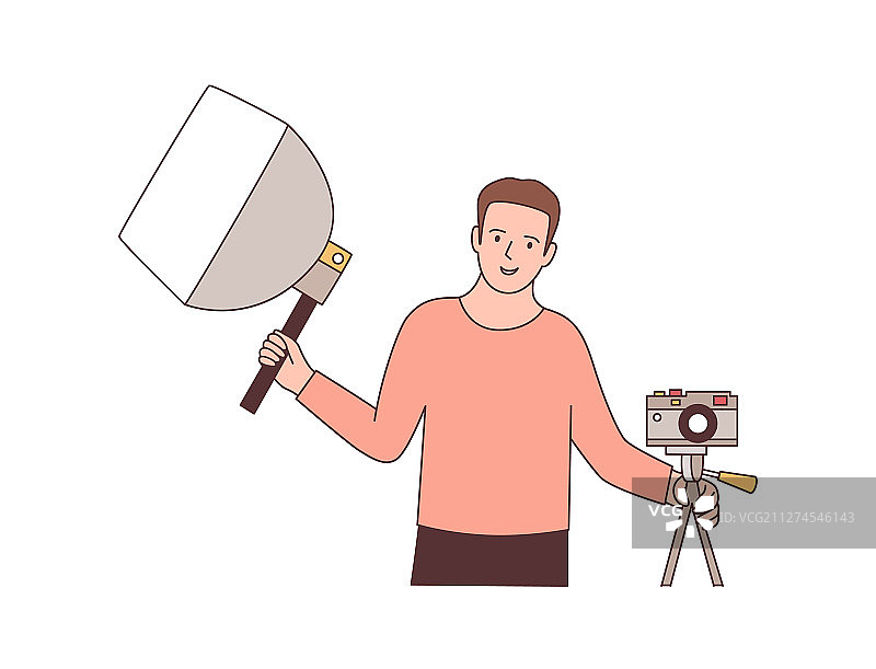 携带摄影器材的摄影师（扁平风格）图片素材