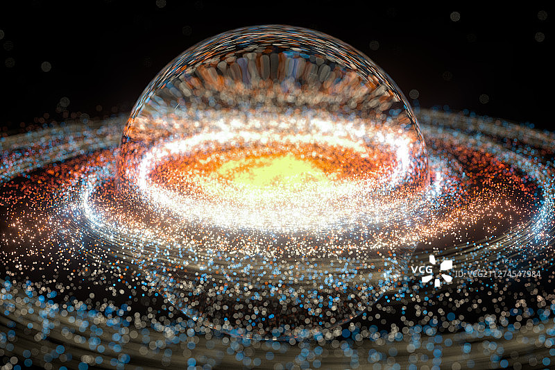 黑暗中绚丽的星云粒子 三维渲染图片素材