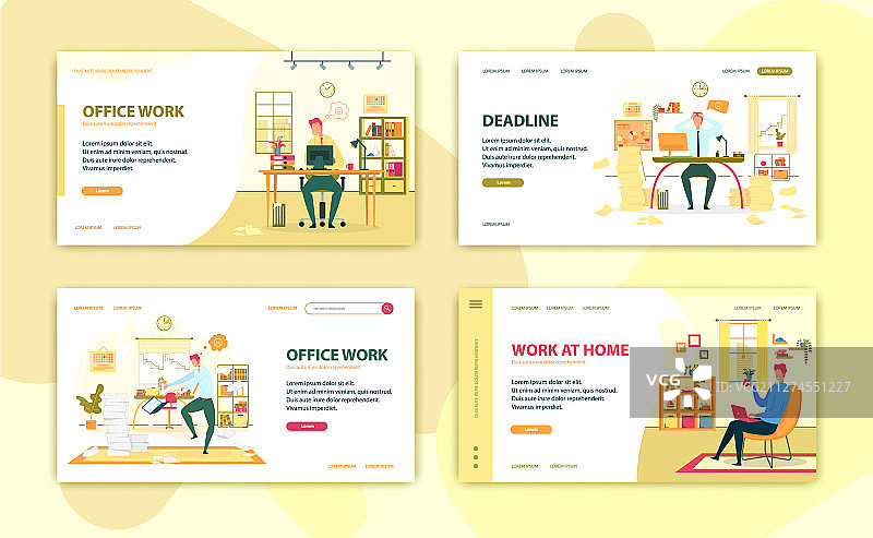 自由职业和办公室工作着陆页设计图片素材