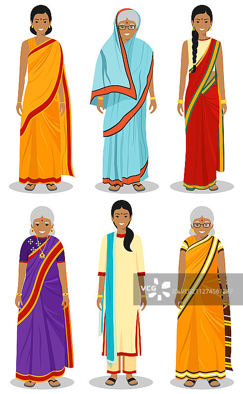 不同站姿的老年印度女人图片素材