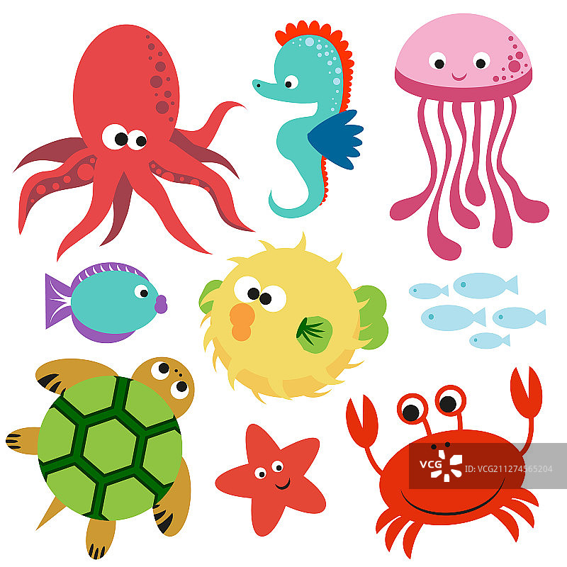 可爱的海底世界动物图案图片素材