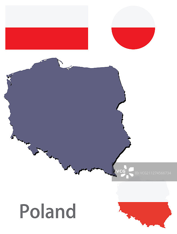波兰轮廓与旗帜图片素材