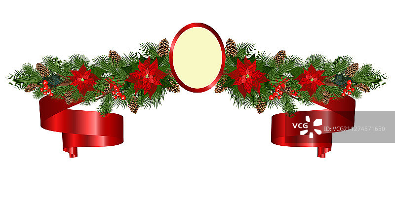 红色圣诞花环图片素材