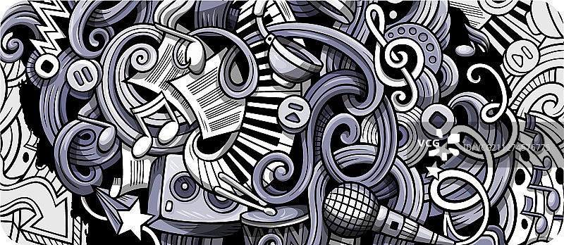 手绘音乐涂鸦banner卡通图片素材