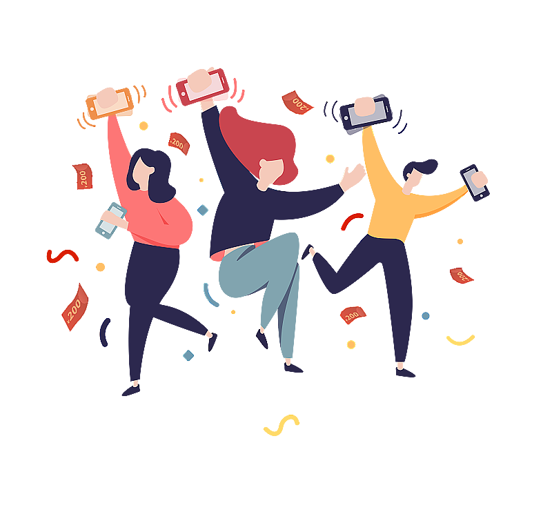 一群人欢乐的摇手机图片素材