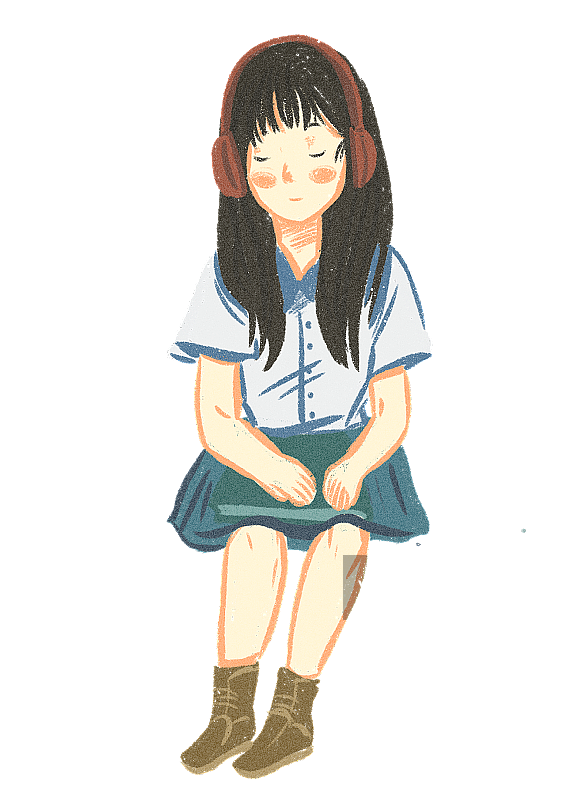 听音乐的女孩图片素材