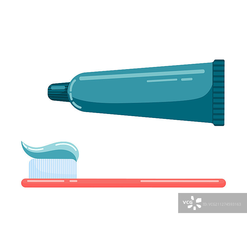 扁平风格的封闭牙膏管和牙膏图片素材