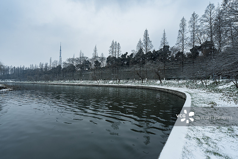 荆州古城墙雪景图片素材