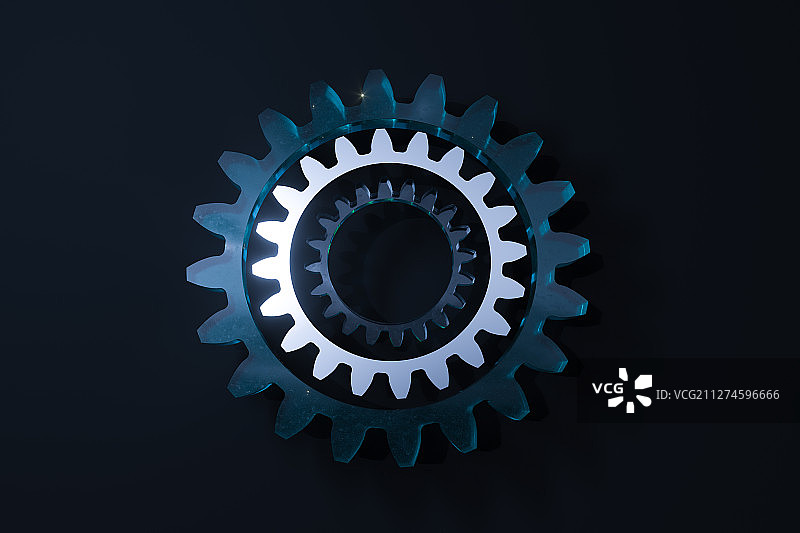 工业科技感齿轮与机械结构背景 三维渲染图片素材