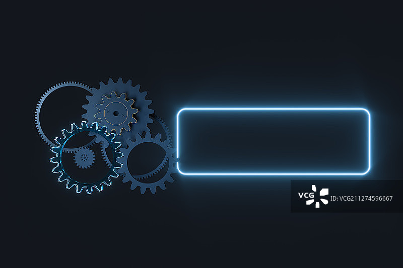 工业科技感齿轮与机械结构背景 三维渲染图片素材