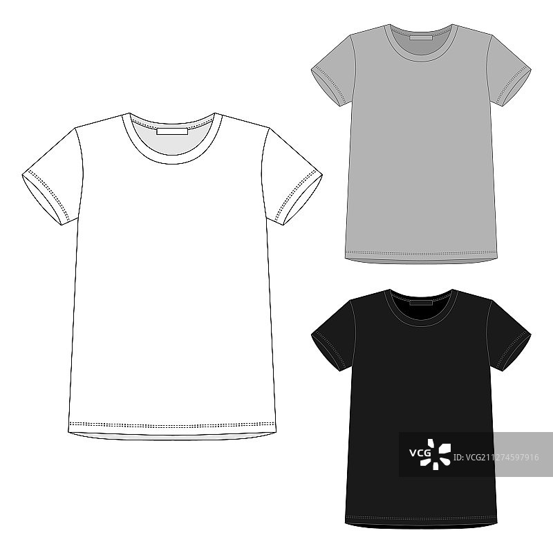 将t恤设计模板隔离在白色上图片素材