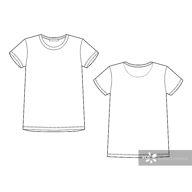 白色T恤T恤设计技术草图图片素材