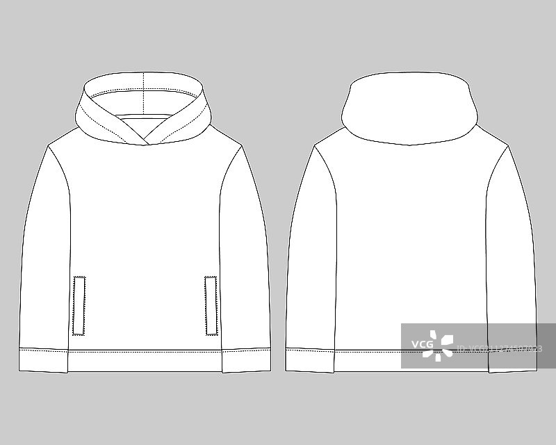 男士连帽衫模型模板技术草图图片素材