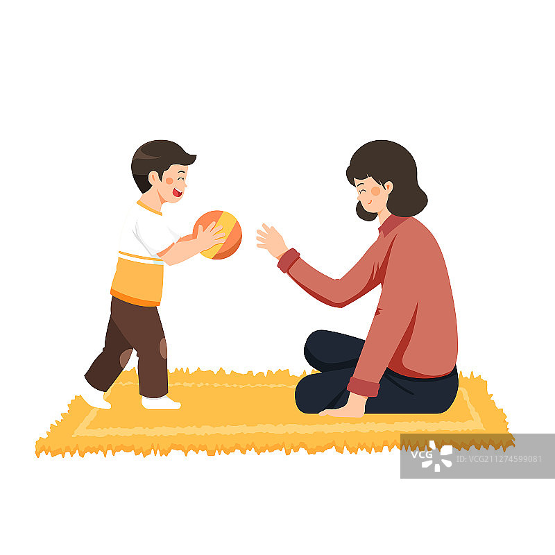 卡通母亲节宝宝亲子互动游戏背景矢量插画图片素材