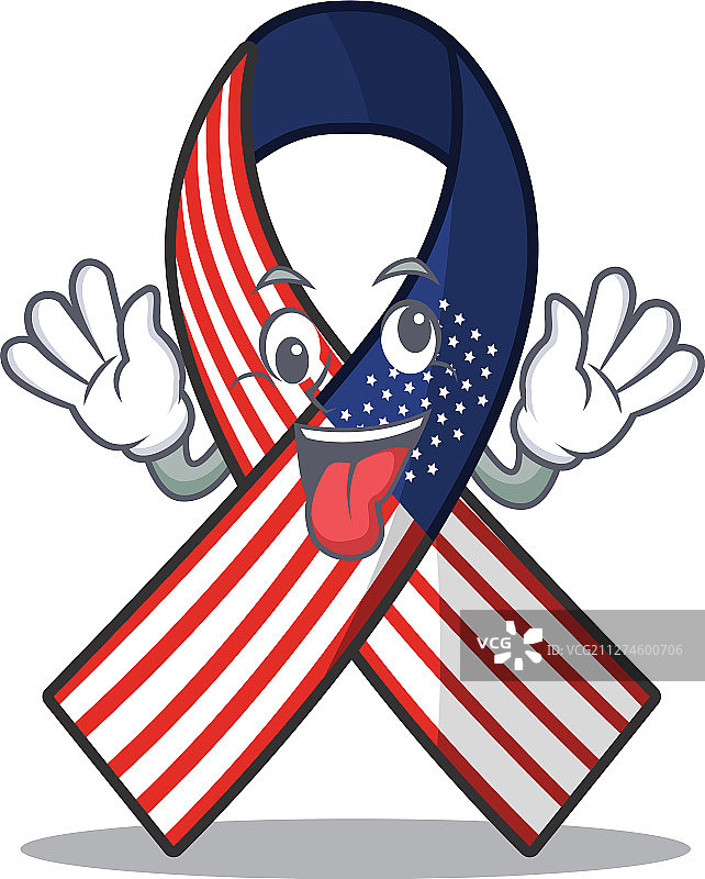 卡通美国彩带人物送礼物图片素材