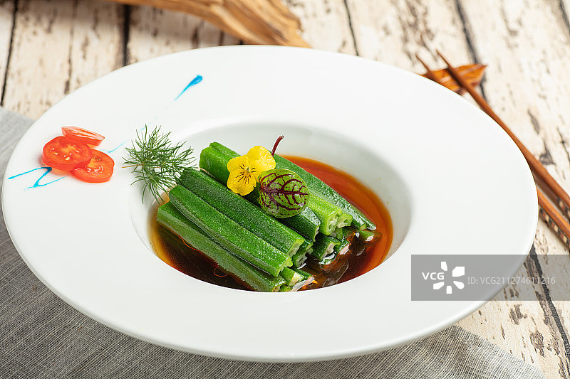 捞拌秋葵图片素材