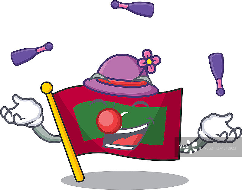 卡通吉祥物耍杂马尔代夫旗帜图片素材