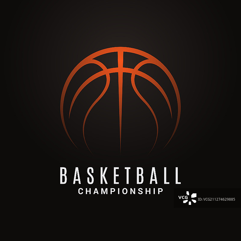 黑色背景上的篮球锦标赛标志图片素材