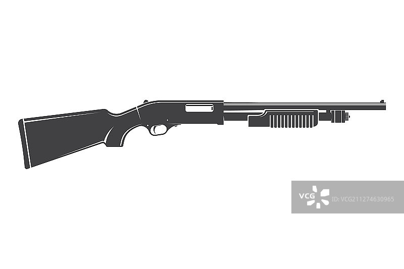 白色背景上的步枪轮廓图片素材