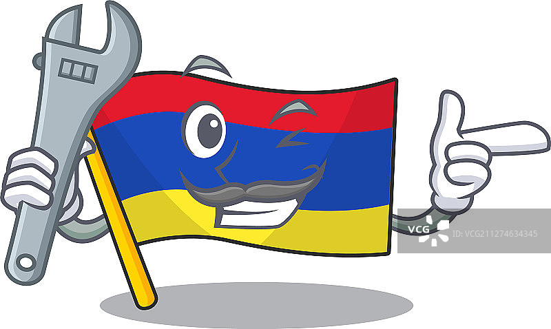 卡通机械师亚美尼亚旗帜图片素材