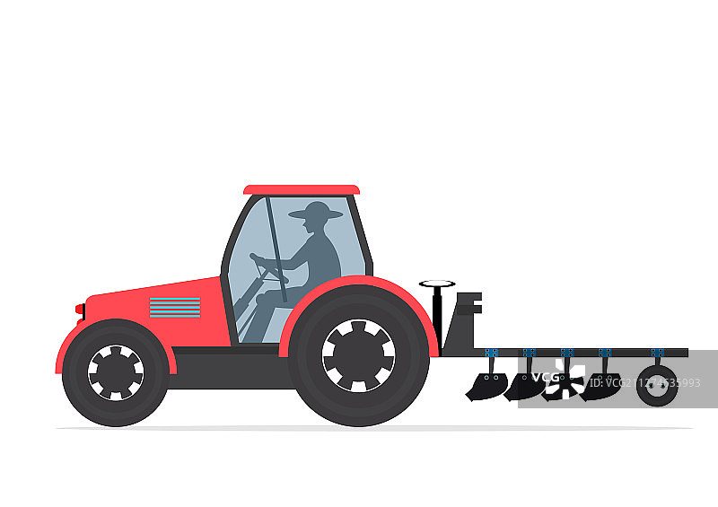 白色背景下的农用拖拉机图片素材