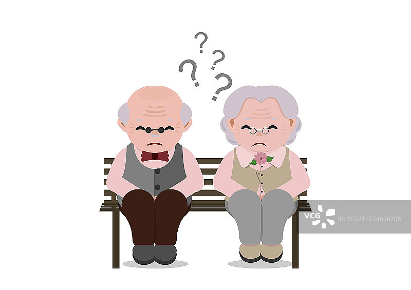 面部表情悲伤的老年夫妇图片素材