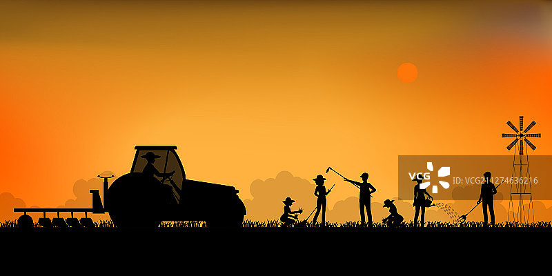 农民驾驶拖拉机轮廓图片素材