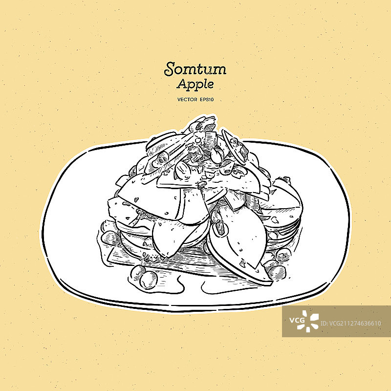 泰式苹果沙拉手绘图片素材