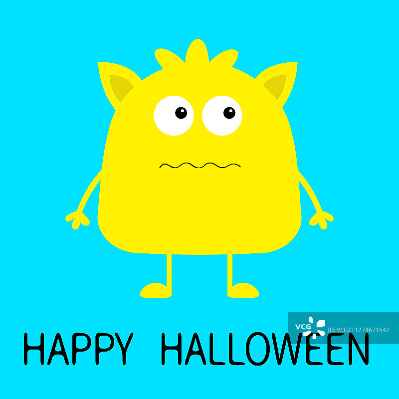 万圣节快乐黄色怪物卡通图标图片素材