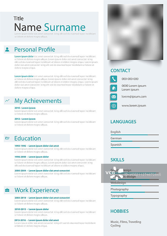 鲜艳色彩的专业个人简历图片素材